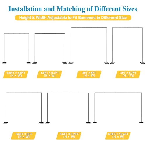 Fomcet 8FT x 8FT Backdrop Stand Heavy Duty with Base, Black Portable Adjustable Pipe and Drape Backdrop Stand Kit, Square Metal Arch Party Frame for Wedding Birthday Parties Banquet Decorations by Fomcet - Used condition - Image 3
