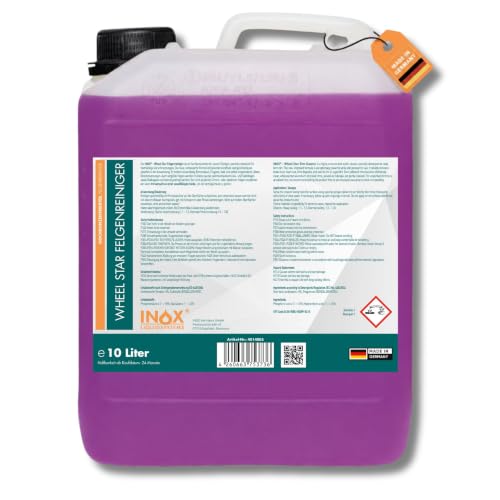 INOX® Felgenreiniger 10 L | Hocheffektiver Felgenreiniger für Alufelgen, Stahl- & Chromfelgen | Entfernt hartnäckigen Schmutz, Bremsstaub & Flugrost | Profi-Autopflege für glänzende Felgen