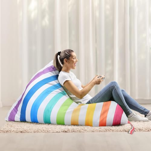 Sac rangement jouet peluche extra large rayures colorées - 3
