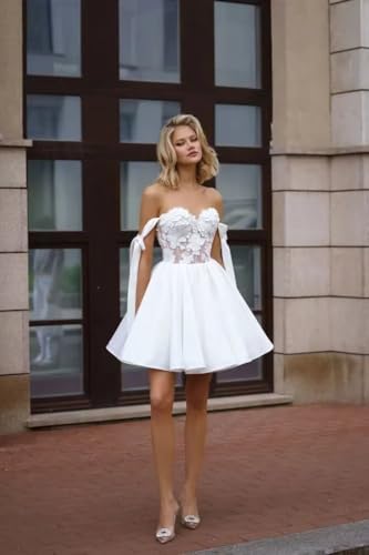 Boho Lace Short Wedding Dresses for Bride Mini Corset Bridal Shower Dress Tulle Beach Wedding Dresses for Women3