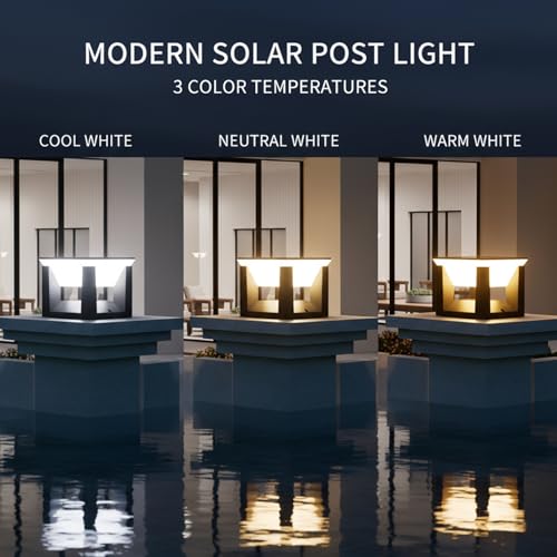 Lámparas solares para postes de 6x6 impermeables con tres tonos de luz ajustables 5