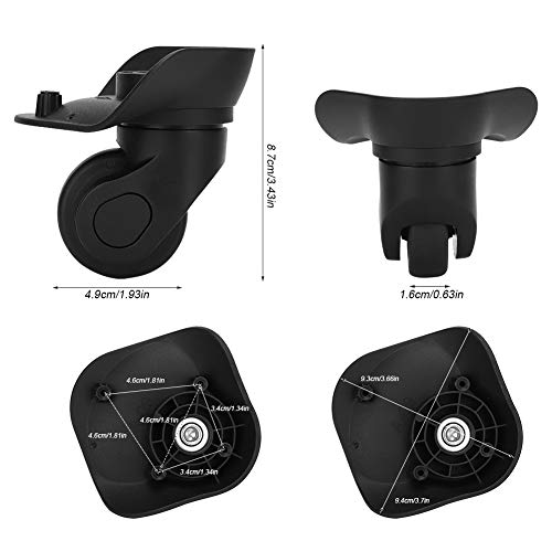 Zerone Luggage Wheel, A Pair Black Suitcase Single Row Wheel Universal Luggage Replacement Outdoor Supplies4