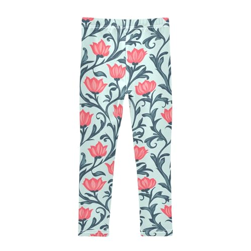 Girls Leggings Red Flowers Toddler Girls Clothes Leggings for Girls Toddler Girls Leggings 3-4T2