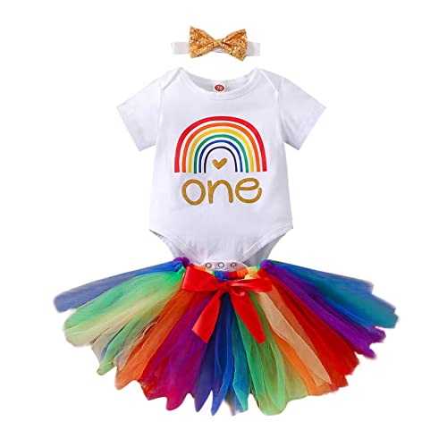 vivifayee Baby First Birthday Outfits Girl Cotton Romper Rainbow Samsh
