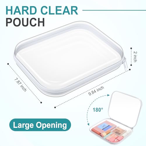 Sanwuta 10 Pcs Hard Zipper Case Clear Hard Pouches Plastic Zipper Pencil Box Toy Storage Bins Portable Plastic Container for Travel Toiletry Office Cosmetic Block Puzzle Organizer(M,Clear)2