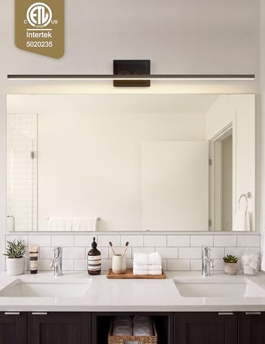 Image of VOLISUN Modern Bathroom Vanity Light 55 inch, Rotatable, 36W Dimmable 5CCT Led Bathroom Light Fixture Over Mirror, Black Bar Vanity Light for Bathroom Mirror Cabinets-ETL Certificated