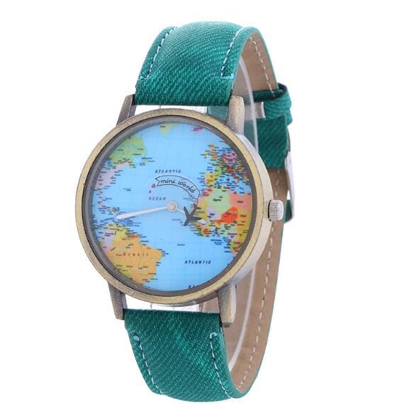 Montre avec carte de l'avion de voyage cadeau idéal pour grand voyageur et pilote