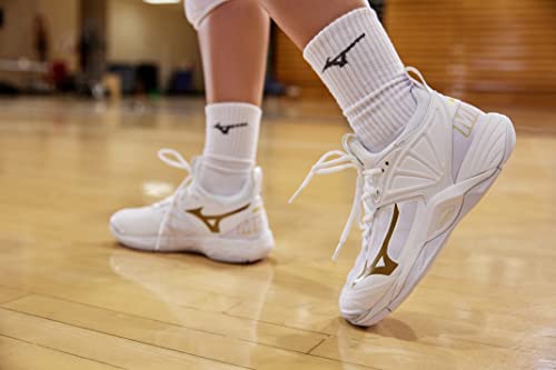 Mizuno Women's Wave Momentum 2 | Women's Indoor Volleyball Shoe | White/Gold | US Women's 8.5 - Thumbnail 3