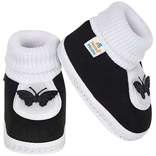 Image of Neska Moda 0 To 6 Months Baby Boys & Girls Cotton Butterfly Slip On Baby Booties
