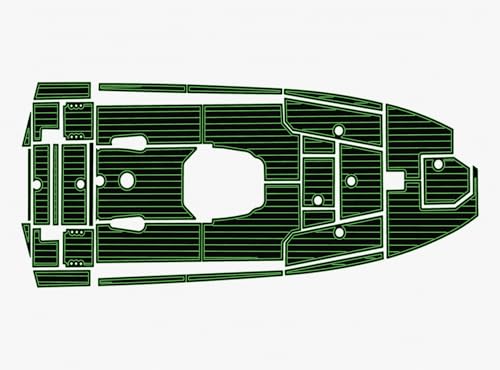 outdek 1/4" (6mm) Thick EVA Foam Faux Teak Marine Floor for Yacht Cockpit Swimming Platform Fits 2020-2023 Avid 21 FS Floor (Black Over Green)