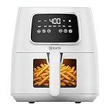 Kitchen Elite 5.5 Qt. Digital Air Fryer, Countertop Cooker with LED Screen, Presets for Air Fry, Roast, Dehydrate, Defrost and Reheat, White