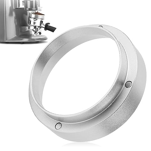 DIKEBAO Anello Dosatore per Caffè Imbuto Dosatore per Espresso 58mm Anello di Dosaggio Magnetico Anello per Polvere di Caffè Anello Dosatore Universale in Alluminio per Macchina Espresso, Argento