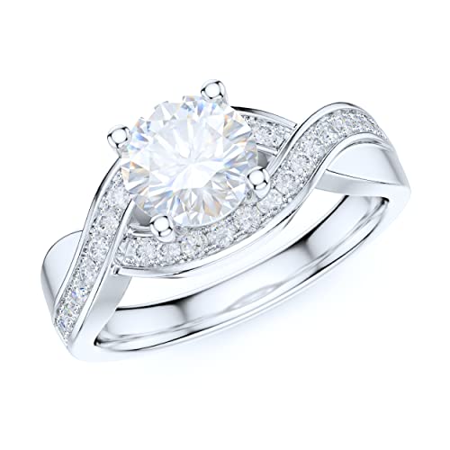 Prstani Sterling Silver Twisted Infinite 1Ct Simulated Round Brilliant Cut Diamond Promise Engagement Ring (9) #TOP24