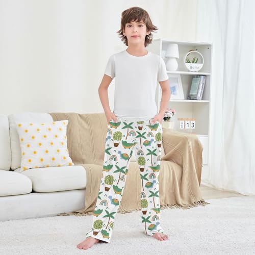 Crocodile and Turtle Boys Long Pants Soft Trousers Elastic Waist Kids Lounge Bottoms with Pockets S-XL 5