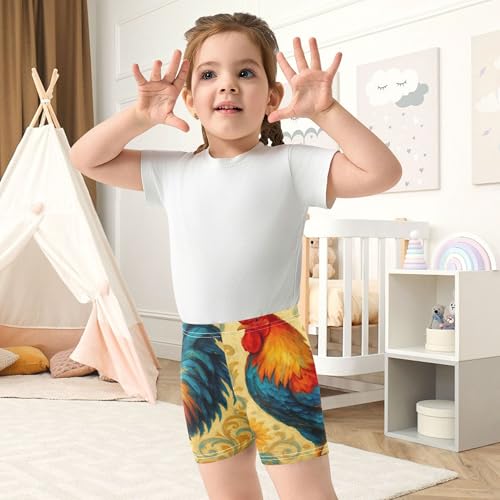 Toddler Girl Biker Shorts Cotton Shorts Under Dress Cartoon 4t Dance Clothes Farmhouse Rooster Vintage4
