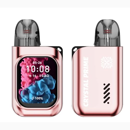 JJA Crystal Prime M3 Smart Vape Pod Kit, Refillable & Rechargeable, Bluetooth Touchscreen Vape with Music, Calls, Games, 2ml Cartridge, No Nicotine (Rose Gold)