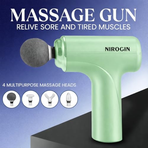 Image of Massage Gun for Body Pain Relief | Mini Massager Gun for Back Pain & Muscle Recovery | Portable Gun Massager for Deep Tissue Massage | Back Massager & Body Massage Gun (Green)