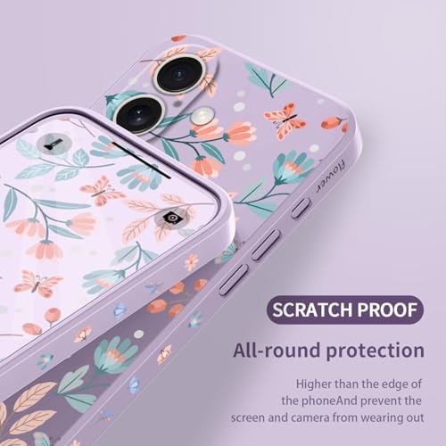 Coque silicone iPhone 16 6,1 pouces LEECG violet feuille fine