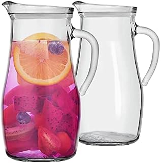 2X 1800ml Glass Water Jug - 'Tallo' Range - Cocktail/Pitcher Juice Drinking Jug - by Argon Tableware
