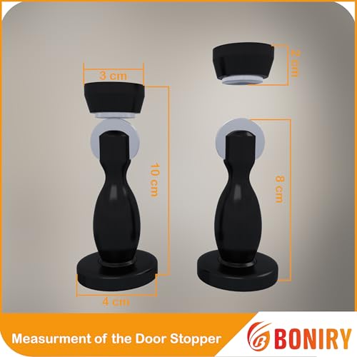 Image of Boniry Premium Magnetic Door Stopper | Durable, Stylish & Rustproof | Protects Doors | Strong Hold, Easy Installation | Perfect for Home & Office Use (1, Black)