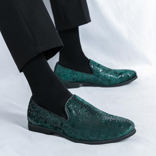Mens Retro Snakeskin Leather Slip-On Dress Loafers Round Toe Low Top Non-Slip Casual Shoes for Formal Business Wedding4