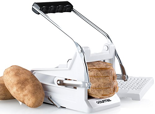 Gourmia GCU9245 French Fry Cutter Professional Potato Slicer With 2 Interchangeable Blades Also Use for Vegetables Like Cucumber, Carrot & More,White