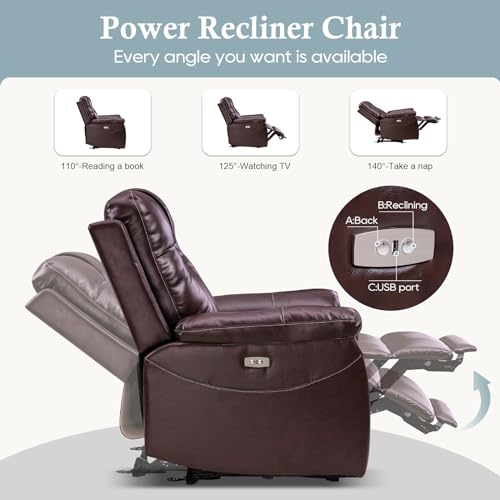 Sillón reclinable eléctrico Marrón con masaje miniatura 3
