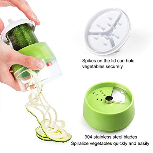 NOENNULL Handheld Spiralizer Vegetable Grater Heavy Duty Veggie Spiral Grater for Salad Carrot Fruit Cucumber Zucchini (Green), NOENNULLmkuarqt4hb-10130107