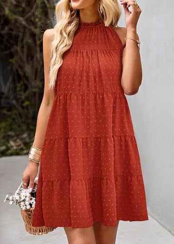 Image of KIRUNDO Summer Sundresses for Women Halter Dress Babydoll
