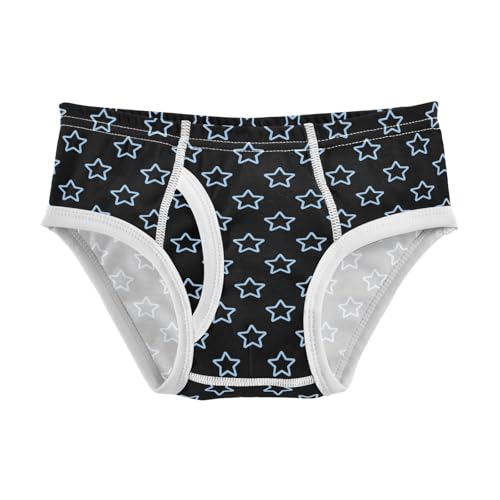 Black Star Shape Outline Little Boys Cotton Briefs Soft Breathable Comfortable Tag-Free Underwear