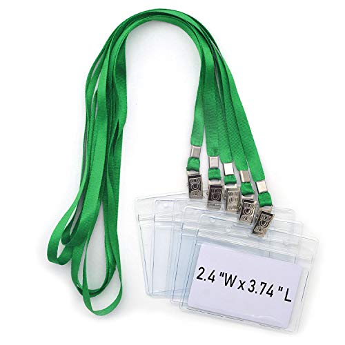 Bird Fiy Lanyards With Id Holder Name Badges 50 Pcs Waterproof Type Clear Plastic Horizontal Name Tag Badge Id Card And 50 Pcs Lanyard (Green) #TOP27