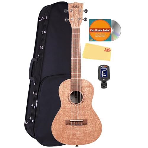 Image of Kala KA-20C Burled Meranti Concert Ukulele Bundle with Hard Case, Tuner, Austin Bazaar Instructional DVD, and Polishing Cloth