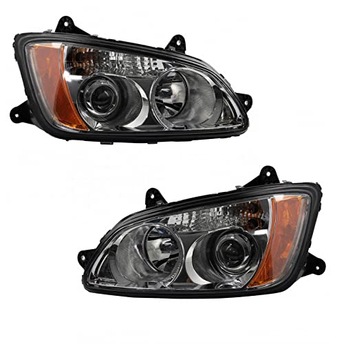 Image of TRQ Headlight Assembly Set Compatible with 2008-2015 Kenworth T170 T270 T370 2008-2016 T660