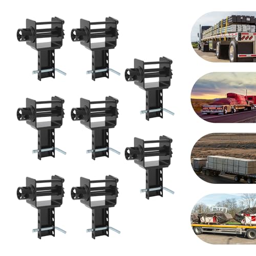 Image of Trailer Stake Pocket Winch, 8Pcs Stake Pocket Ratchet Straps, Working Load Limit 5,400Lbs and Breaking Strength 16,200Lbs, for Trailer Transport Scenarios, Logistics, Freight, Other Industries