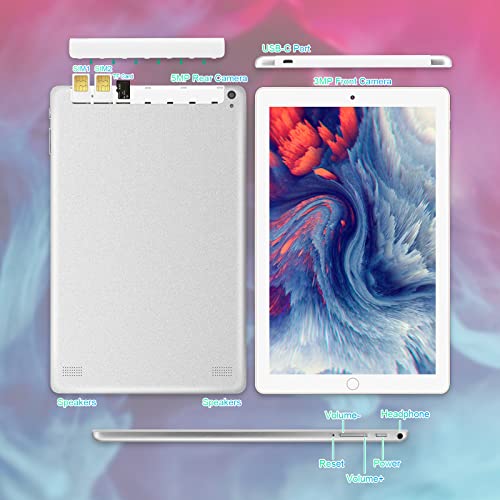Image of 10.1 inch Android Tablet with SIM Card Slot, WiFi HD Display Andorid 10 Tablets, IPS 800 * 1280, Camera 500w, Type-c Charging Port-2GB+32GB, 5000 mAh Battery (P10-6735)