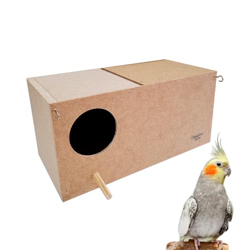 Ninho para Calopsita com Comedouro e Bebedouro, 33 x 16,5 x 16 cm, Natural, Kit Completo com Serrage