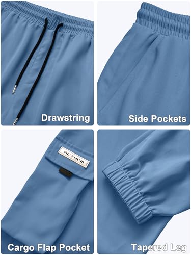 Image of JEMLDL Mens Cargo Joggers Pants Elastic Waist Drawstring with Flap Pockets Techwear Pants for Men