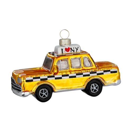 Christbaumschmuck Glas 11,5cm - New York Taxi Figur zum Aufhängen -...