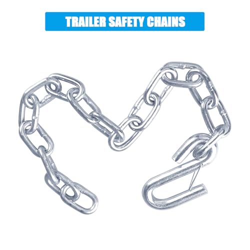 Image of 27 inch Trailer Safety Chain with Heavy Duty 17 /32 inch Spring Hooks, Grade 30 Zinc-Plated Steel Towing Chain Kit 7000 lbs Capacity for RV, Utility Trailer & Boat, 23 inch Chain Length, 2 Pack