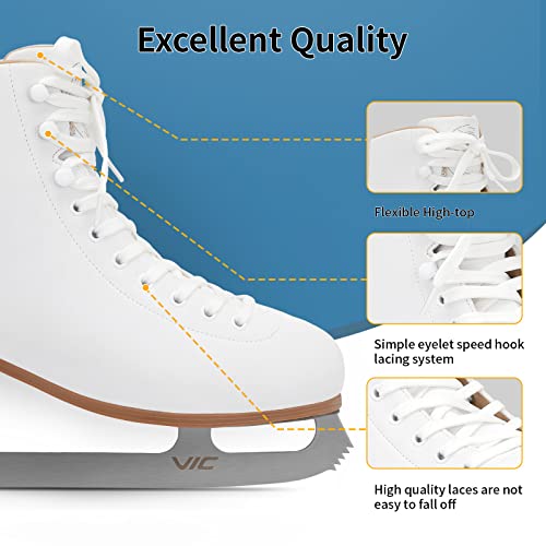 image for FEETCITY Women Ice Skating Lace-Up Adult Figure Skate with Skate Guard