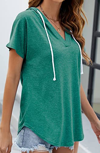 Image of Womens Long Sleeve V Neck Hoodie Sweatshirts Lightweight Pullover Tops