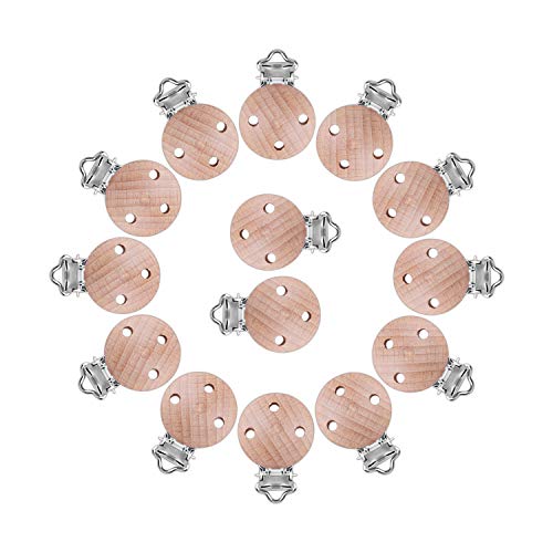 Micgeek 14 Pcs, dummy clips, soother clip Caring for baby skin, very suitable for making chains for pacifiers, natural color