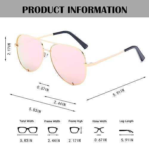 BUTABY Oversized Aviator Sunglasses for Women Men Classic Polarized Sun Glasses Vintage Pilot Metal Shades UV Protection3