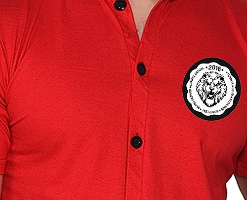 Image of Geum Men's Mandarin Collar Shirt with Graphic Print| Short Sleeve Cotton Blend Slim Fit Casual Shirt for Men