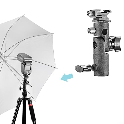 Image of Studio Photography Flash Mount Bracket With Hot Shoe Adapter Light Stand Holder With Umbrella Socket Mount Swivel Light Stand Bracket For Video LED Light Equipment