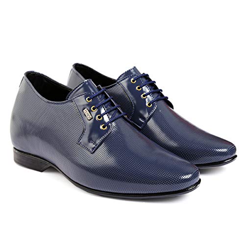 Image of BXXY Men's 9 cm (3.5 Inch) Height Increasing Dress Shoe Derby Lace-Up Formal Patent Faux Leather Shoes