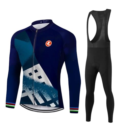 UGLY FROG Cycling Jersey Set Long Sleeve Men's Thermal Fleece Winter Suits Cycling Pants with Seat Pad + 20D Gel for Biking MTB Outdoor