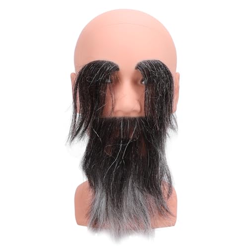 Friseur-Schaufensterpuppenkopf mit Glatze und Langen Bart-Augenbrauen, wiederverwendbarer Kunstharz-PVC-Friseur-Übungs-Glattkopf für Haarstyling-Training und Salonvorführungen