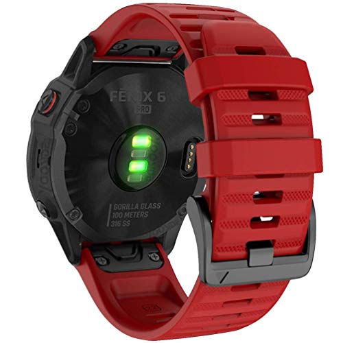 YOOSIDE Silicone Quick Release Fit Band for Garmin Fenix 6 Pro/Sapphire, 22mm Soft Waterproof Non-allergenic Wristband Strap for Garmin Fenix 5/5 Plus,Garmin Instinct,Forerunner 935/945 (Red)