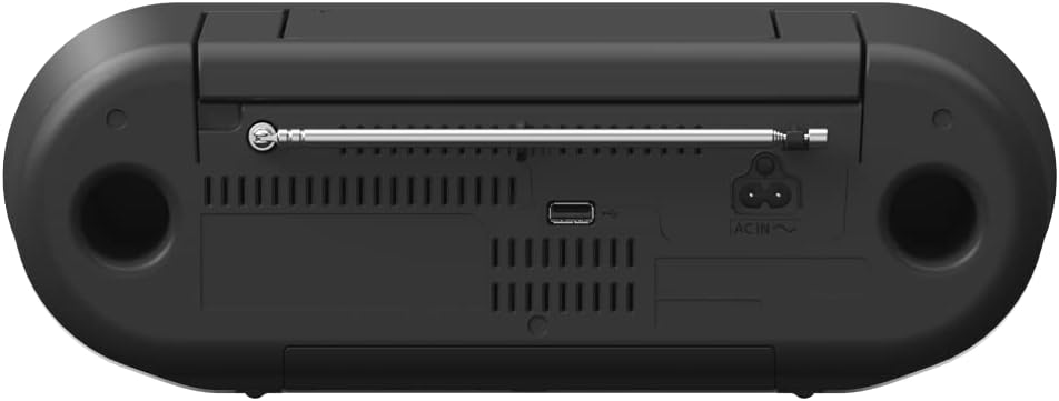 Rear view of the Panasonic RX-D550 Boombox showing power input and USB port